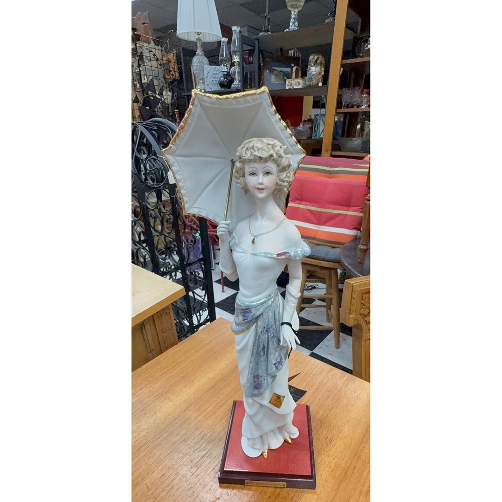 Vittorio Sabadin Capodimonte Porcelain Lady with Parasol Figurine Italy Decor
